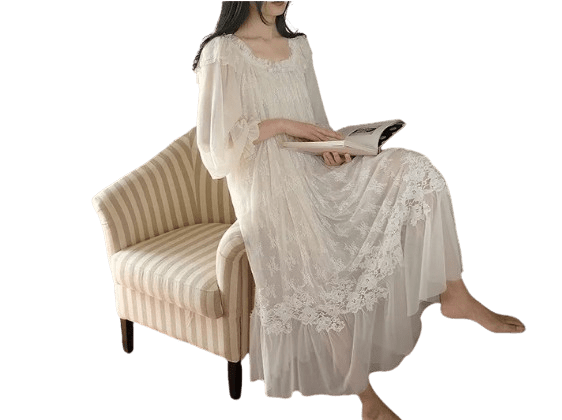 Chemise de Nuit Blanche Rétro