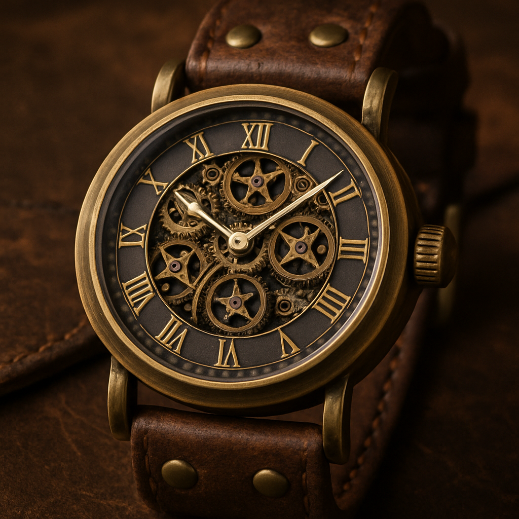 montre bracelet en cuir steampunk