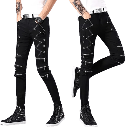 Pantalon Zippé Homme Punk