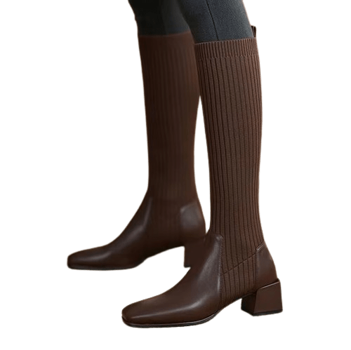 Bottes Chaussettes Femme Marron