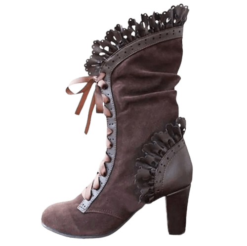 Bottes Cuir Femme Marron Steampunk