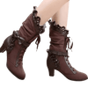 Bottes Cuir Femme Marron Steampunk