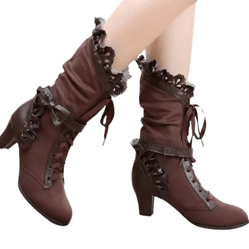 Bottes Cuir Femme Marron Steampunk