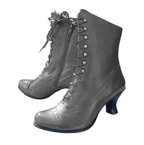 Bottines Grises Lacets Femme