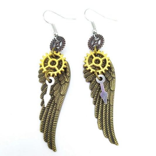 Boucles d'oreilles Steampunk bois et métal argent et bronze Anne-Sophie Boucles d'oreilles Steampunk bois et métal argent et bronze Anne-Sophie