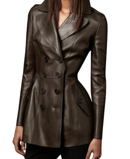 Manteau Cuir PU Vintage Femme