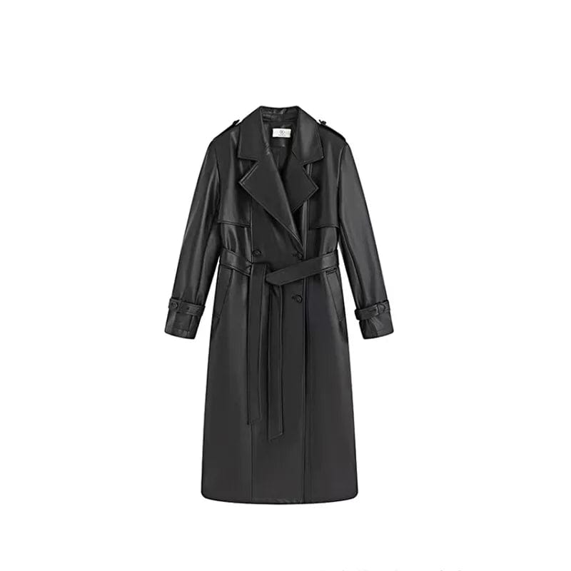 Manteau Simili Cuir PU Femme Trench Coat